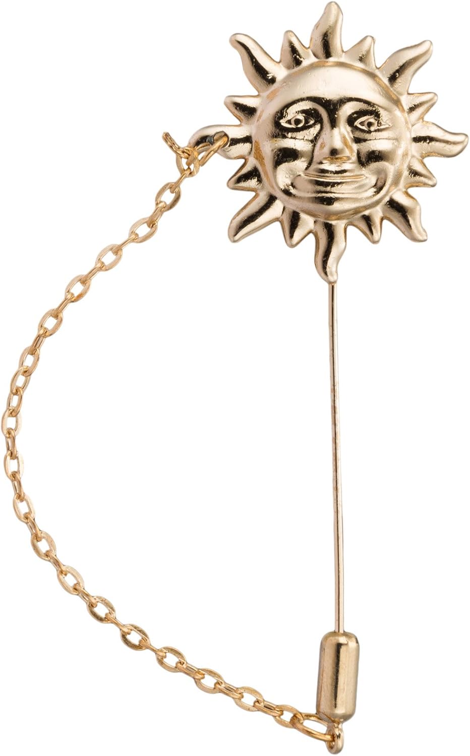 Brooch Lapel Pin for Men Gold Sun with Hanging Tassel Lapel Pin Badge Coat Suit Wedding Gift Party Shirt Collar Accessories
