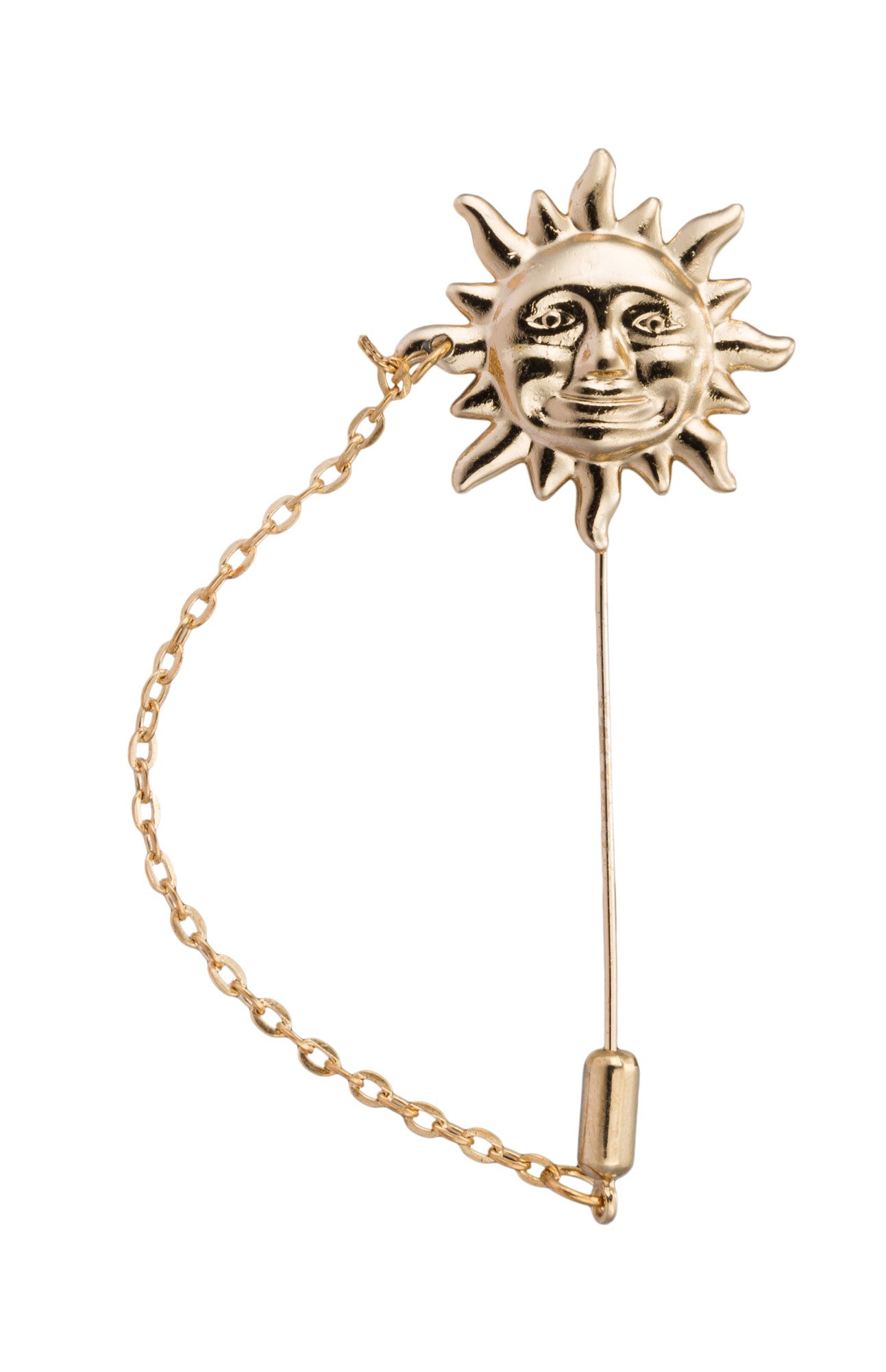 Brooch Lapel Pin for Men Gold Sun with Hanging Tassel Lapel Pin Badge Coat Suit Wedding Gift Party Shirt Collar Accessories