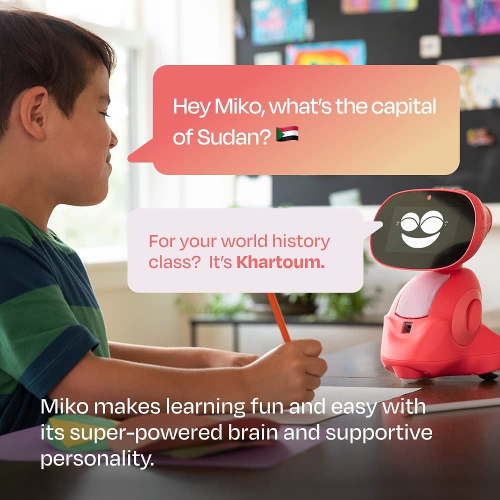 Miko 3: AI-Powered Smart Robot for Kids | STEAM Learning & Educational Robot | Interactive with Learning apps & Unlimited Games | Birthday Gift for Girls & Boys Aged 5-12| Red