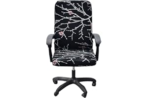 CRFATOP Stretch Computer Office Chair Cover with Durable Zipper - Universal Rotating Desk Cover, Simplism Style High Back Slipcover, M, A16