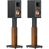 Height Adjustable Speaker Stands Pair for Studio Monitor & Bookshelf Speaker Stands-Wood Grain Floor Speaker Stands for Klipsch, ELAC, JBL, KEF, Edifier Surround Sound Speaker Stand Up to 50 Lbs