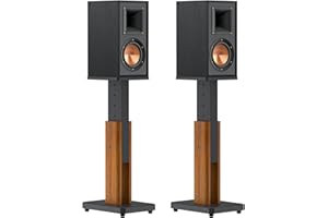 CHUNXIAO Height Adjustable Speaker Stands Pair for Studio Monitor & Bookshelf Speaker Stands-Wood Grain Floor Speaker Stands for Klipsch, ELAC, JBL, KEF, Edifier Surround Sound Speaker Stand Up to 50 Lbs
