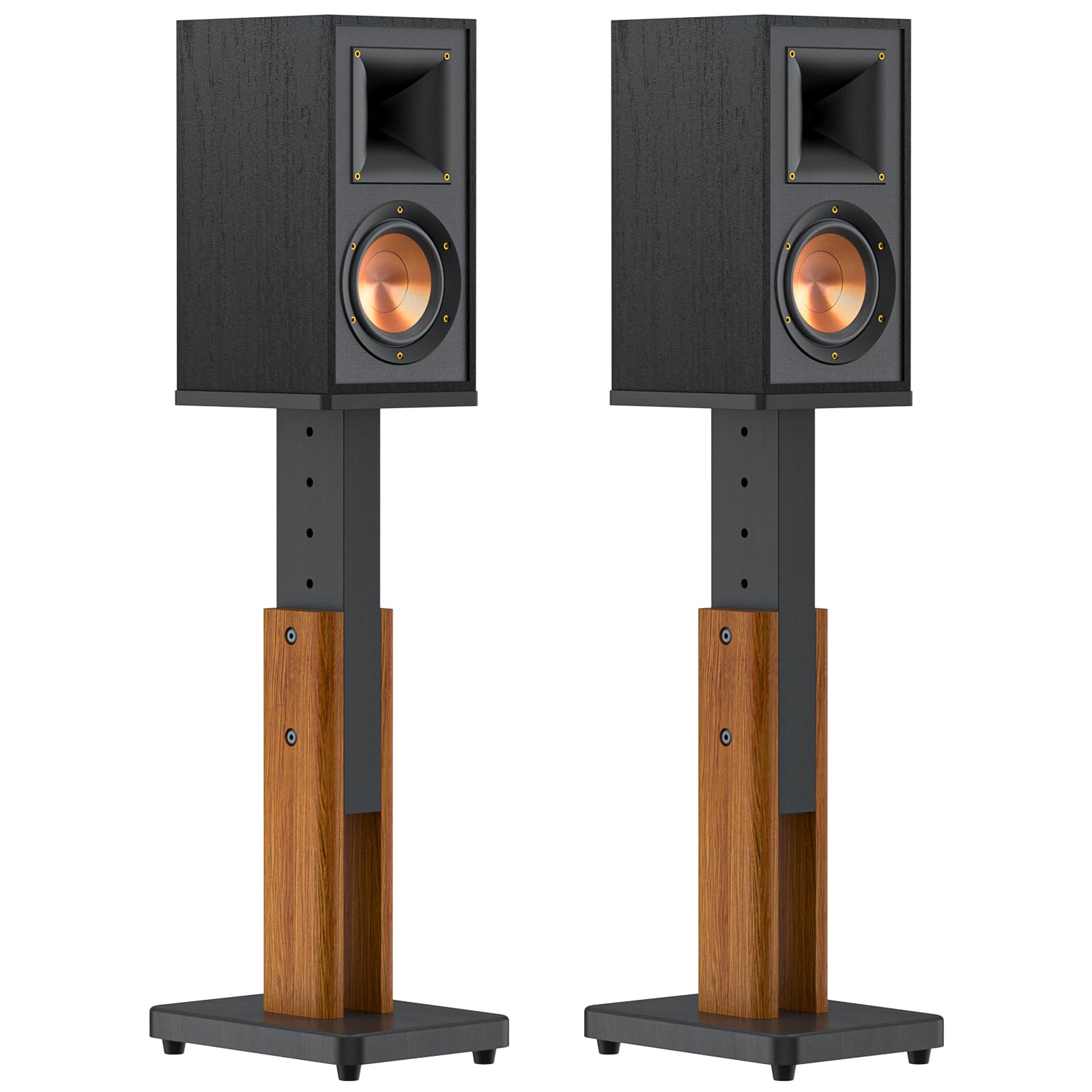 Photo 1 of Height Adjustable Speaker Stands Pair for Studio Monitor & Bookshelf Speaker Stands-Wood Grain Floor Speaker Stands for Klipsch, ELAC, JBL, KEF, Edifier Surround Sound Speaker Stand Up to 50 Lbs