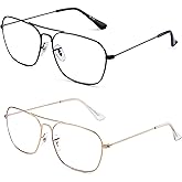 JM 2-Pack Aviator Reading Glasses Women Metal Frame Blue Light Blocking Computer Readers