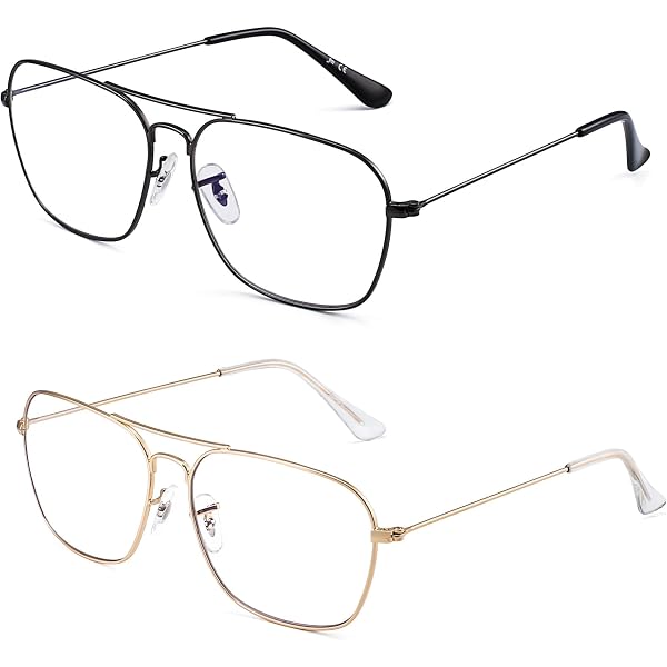 Metal Frame Pilot Bifocal Reading Glasses - Spring Hinge, Large Square Lenses