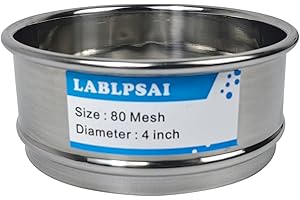 LABLPSAI 80 Mesh Lab Sieves 4" Diameter 304 Stainless Steel Wire Cloth Test Sieve for Industrial Laboratory Home