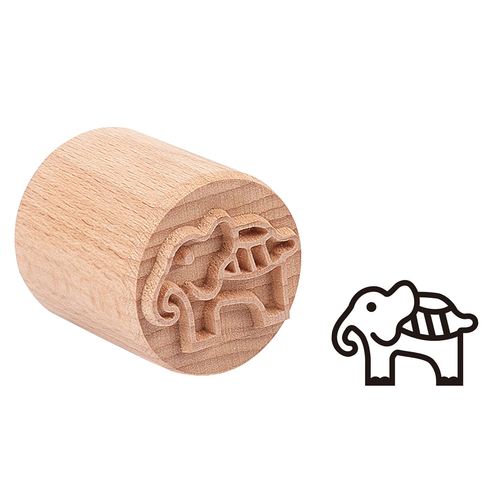 OLYCRAFT Wood Pottery Tools Stamps 1.4" Wood Clay Stamp Round Wooden Stamps for Clay Handmade Clay Stamper Natural Wood Stamps for Birthday Gift - Elephant