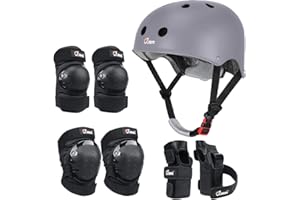 JBM Skating Protective Gear Adult Skateboard Helmet Knee and Elbow Pads with Wrist Guards for Inline Roller Skating, Skateboarding, Scootering
