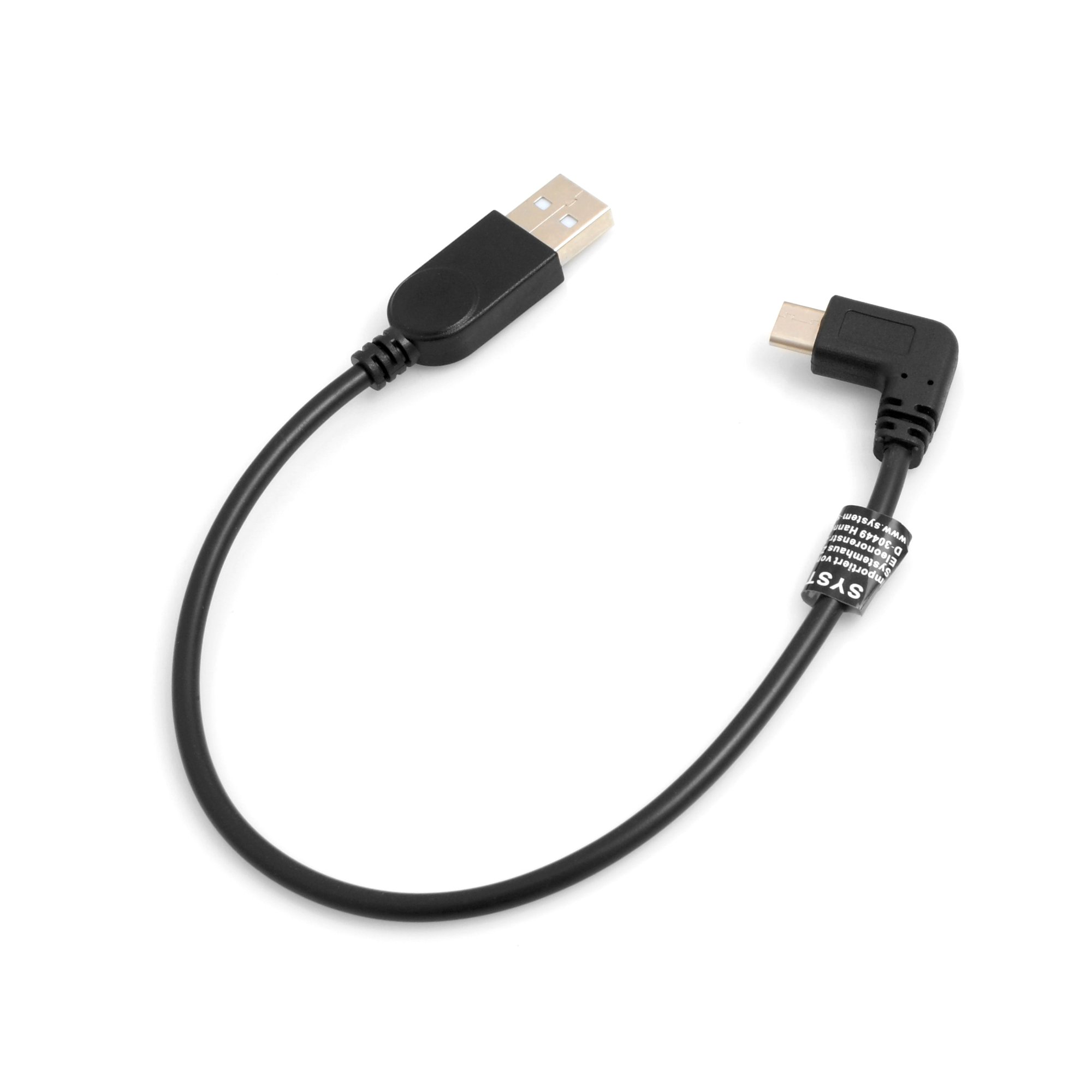 System-S USB 3.1 Type C 90° Angled Male to USB 2.0 A Data Charging Cable Adapter Cable 27 cm