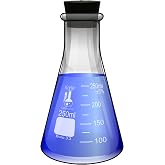 250ml Narrow Mouth Erlenmeyer Flask with Rubber Stopper, 3.3 Borosilicate Glass, Karter Scientific (Single)