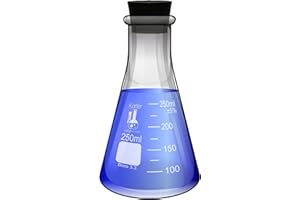 250ml Narrow Mouth Erlenmeyer Flask with Rubber Stopper, 3.3 Borosilicate Glass, Karter Scientific (Single)