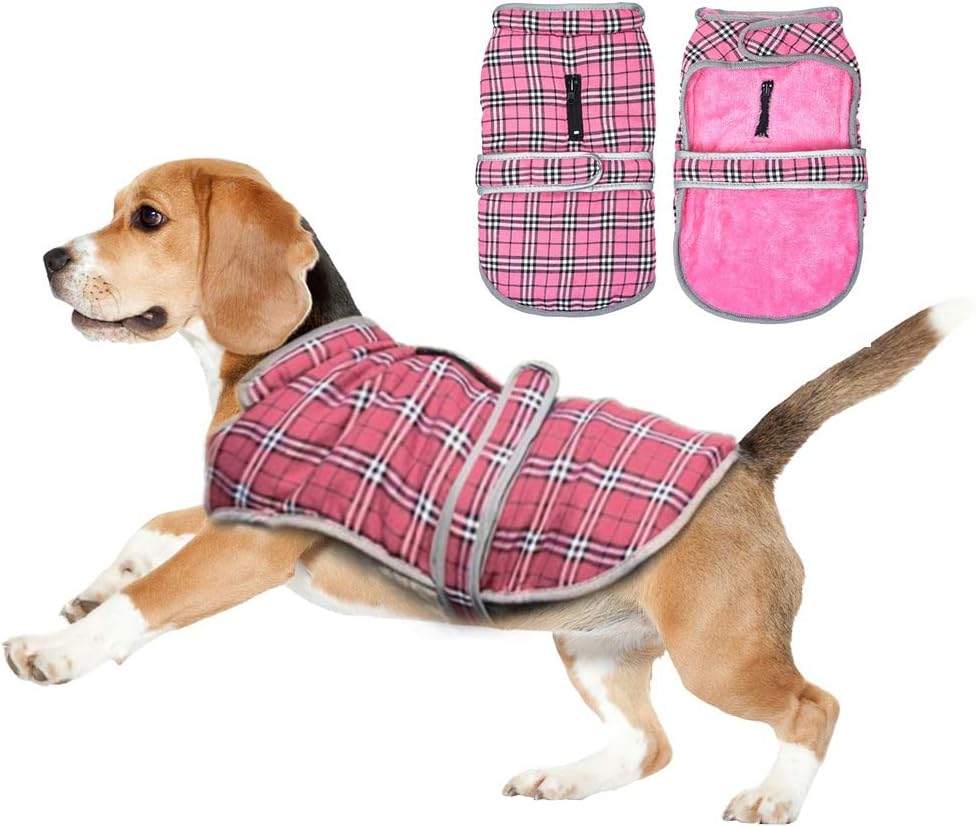 EASTLION Winter Dog Tartan Coat Vest Warm Puppy Jacket Pet Clothes