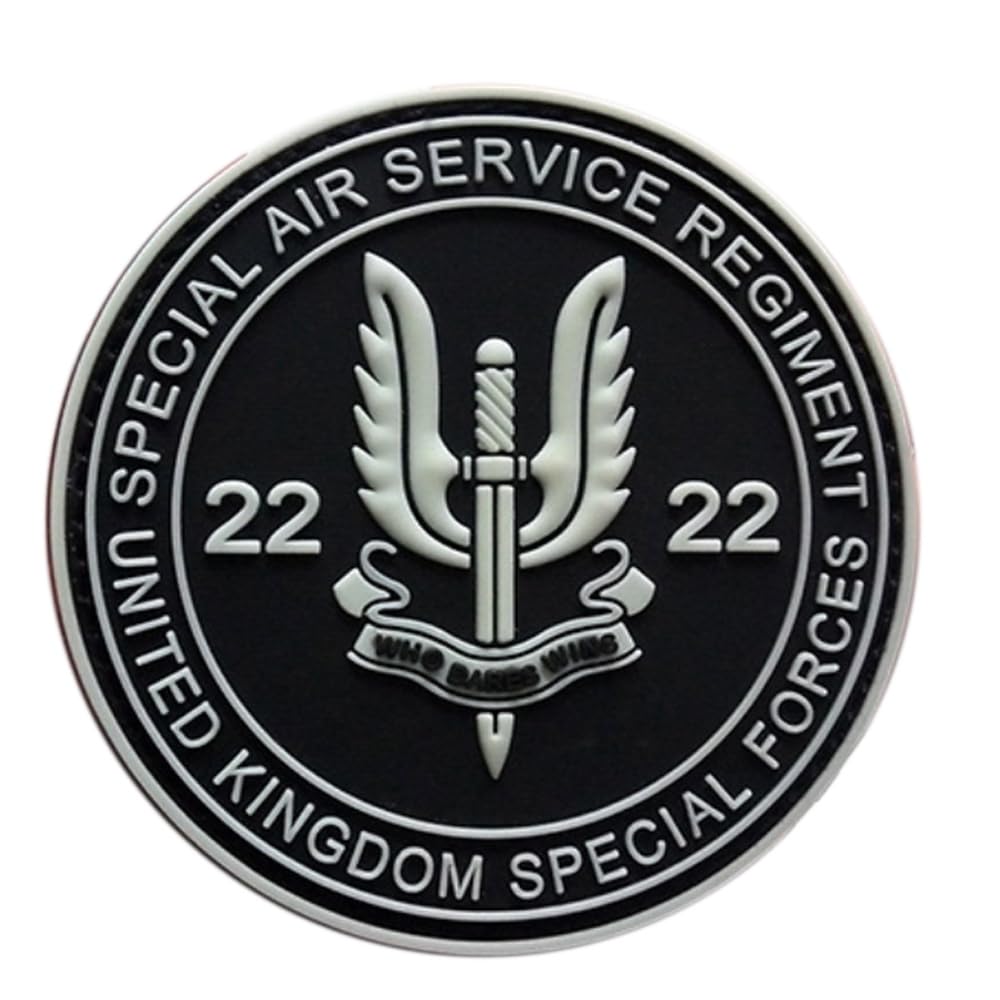 1 Pieces of 3D PVC Rubber SAS Special Air Service Patch, Heavy Duty and Solid Material, Hooked Backing Tactical SAS Emblem Patch for Clothes Bag Backpack Uniform Vest Clothes Biker Travel