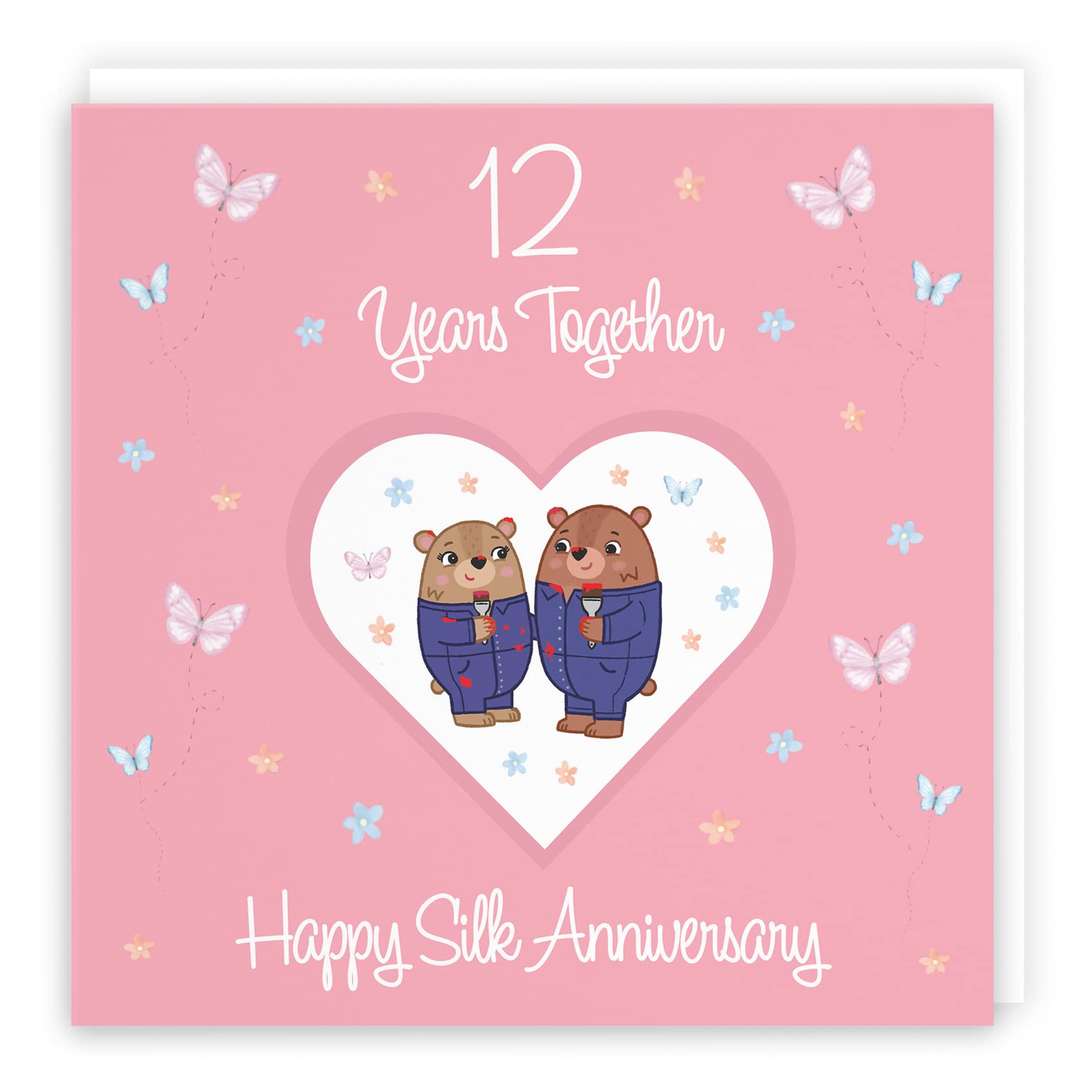 Hunts England - 12th Anniversary Card For Him Or Her - 12 Years - Silk Anniversary - Romantic Meadows - Fun Card - Twelfth Anniversary Card For Couples, Boyfriend, Girlfriend, Husband, Wife, etc. — image 1