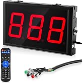 Relaxweex Three-Digit LED Digital Counter Display, 4 Inch Lap Timer | Wall Mount for Pool Gym, Countdown Countup Alarm, Remote Buttons Included, High Visibility LED Display for Sport Training