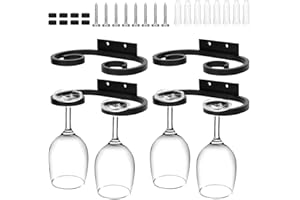 4pcs Wine Glass Rack Under Cabinet, Wine Glass Holder Metal Wine Glass Hangers Stemware Holder Rack Glass Hanging Rack Organi