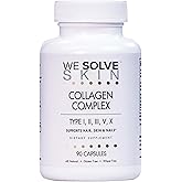 Multi Collagen Peptides Pills for Women & Men – 5 Types (I, II, III, V, X) – Marine, Chicken & Bovine Collagen – Supports Hair, Skin, Nails, Joints & Bones – Gluten-Free Capsules (90 Count)