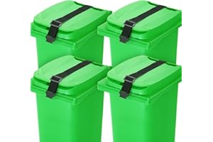 Windyun 4 Pieces Trash Can Locks for Animals with Metal Claw Bear Proof Strap for 28-96 Gallons, Adjustable Strap Garbage Can Lock for Outdoor Trash, Raccoon, Bear, Locking During Strong Winds (Black)