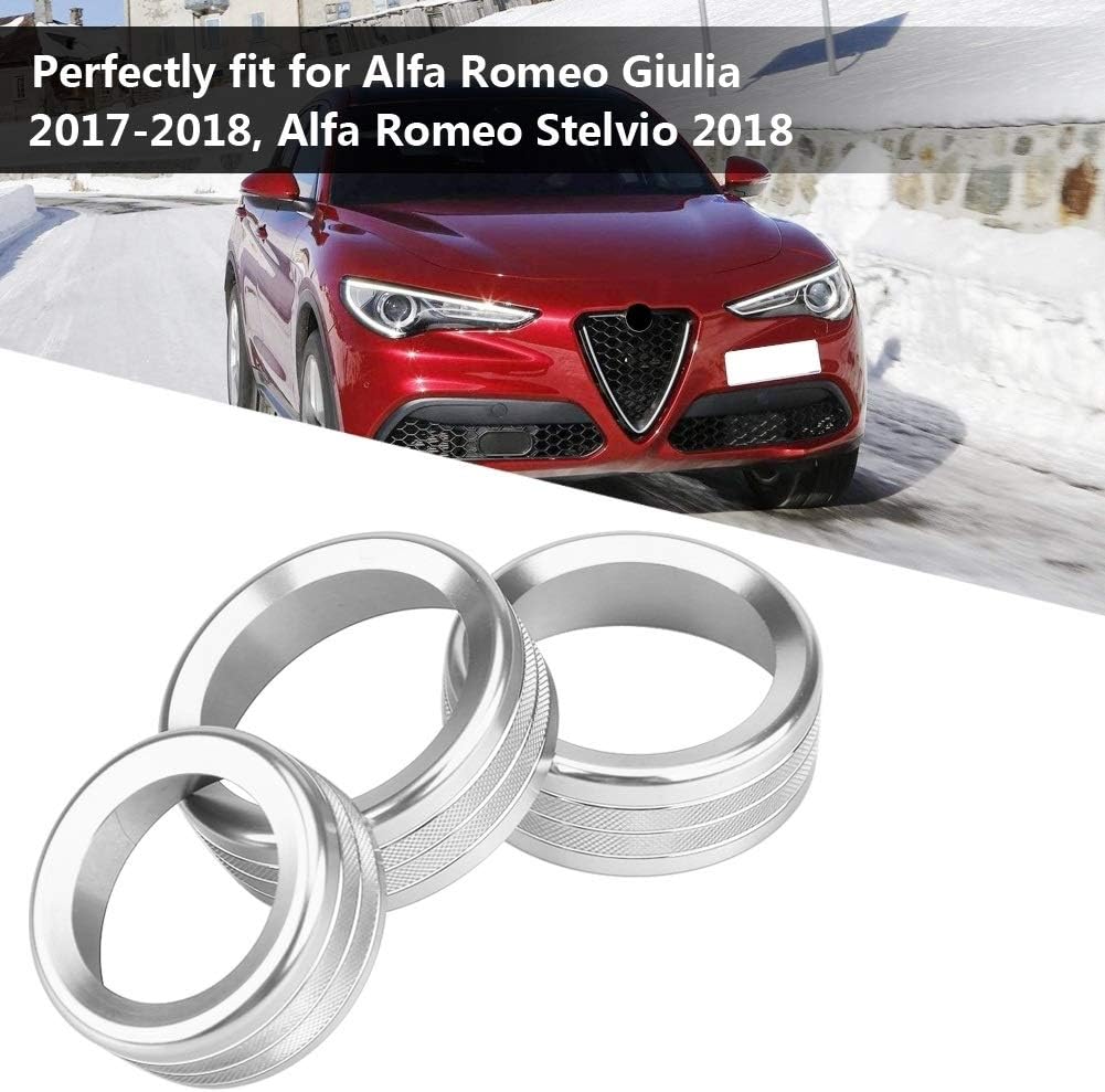 KSTE 3Pcs Car Zinc Alloy Air Condition Knob Circle Cover Trim Compatible with A-l-f-a Ro-m-eo Gi-ul-ia Stelvio - Image 4