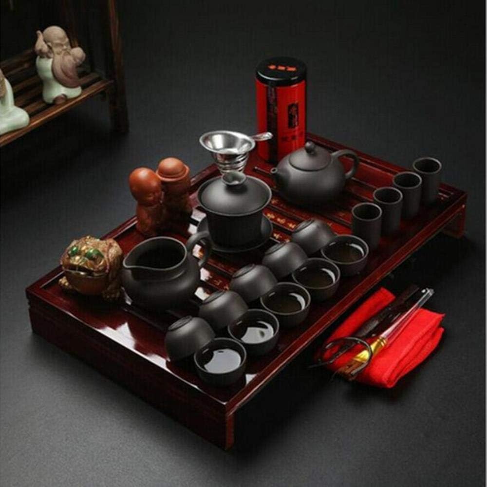 WXG Chinese Kung Fu Tea Set Purple Clay Ceramic Pot Cup,Purple