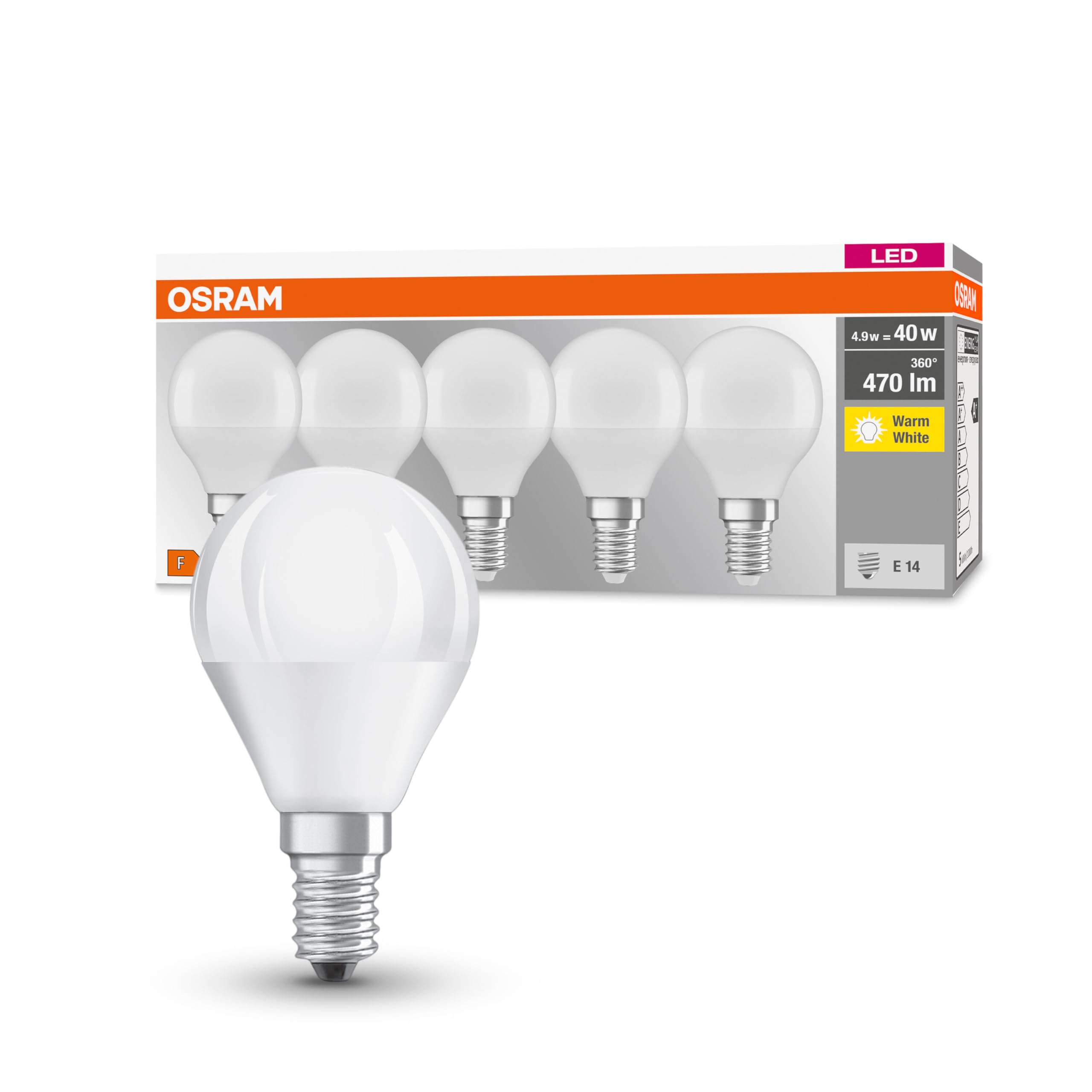MEGAMAN LED Base CL P FR 40 Non-dim 5W/827 E14
