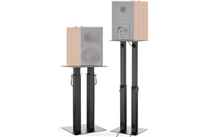 BQKOZFIN Adjustable Height Speaker Stand - Extends 16.7" to 29.3" (42.5~74.5cm)- Universal Speaker Stands for Satellite & Boo