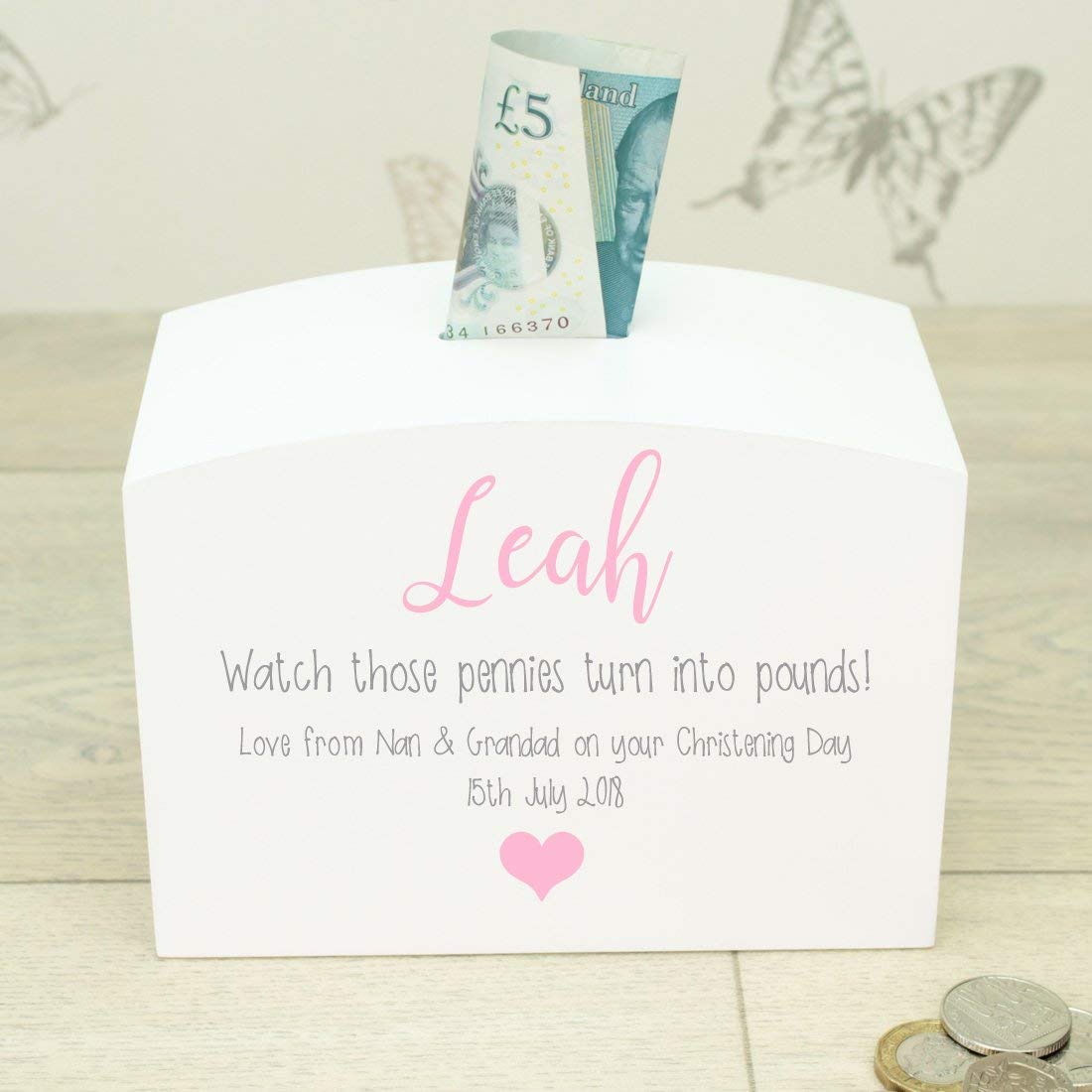 White Wooden Christening Money Box Amazon.co.uk Handmade