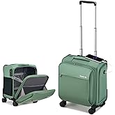 Hanke 16 Inch Underseat Carry On Luggage with Wheels Small Suitcase Softside Luggage Bags for Travel Lightweight Suitcases with Wheels Travel Luggage Personal Item for Men and Women(Forest Green)