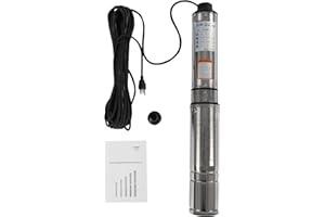 FUTCHOY Deep Well Submersible Pump, 0.5HP 110V/60Hz, 16GPM 157 ft Head, with 5ft Cable, 3.8 in Stainless Steel Water Pumps for Industrial, Irrigation, Home Use