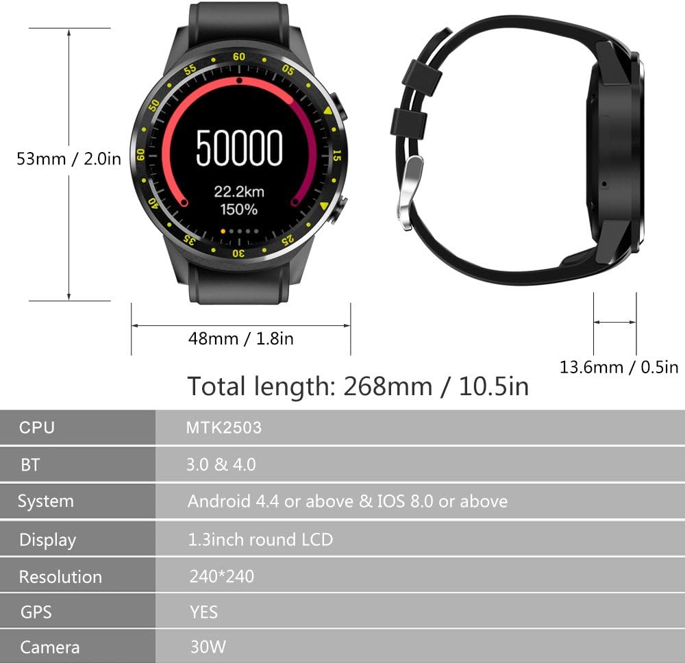 Lixada Pantalla Táctil Inteligente Reloj GPS Digital Reloj de ...