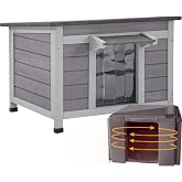 Outdoor Cat House with Insulated Liner Weatherproof Feral Cat Shelter for Winter