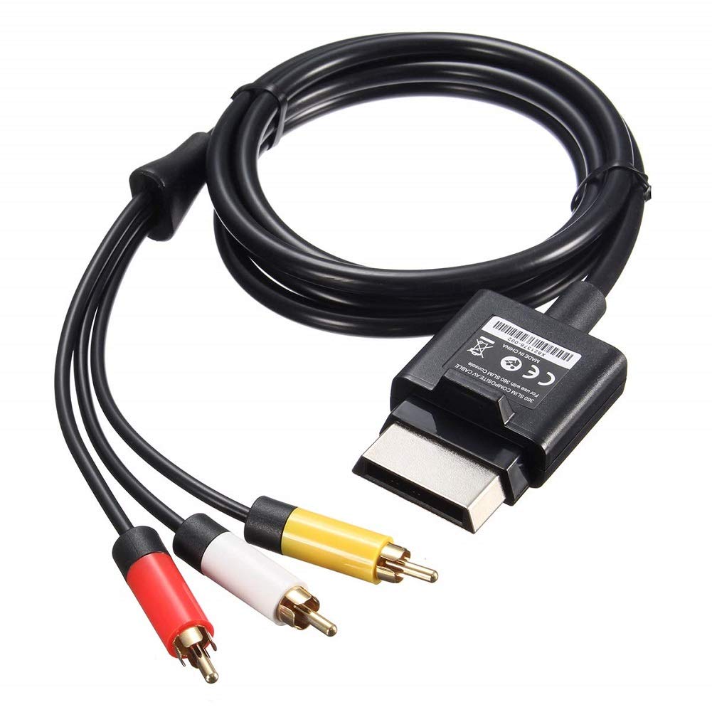 RUITROLIKER 1.8M 6FT Composite Cable AV Audio to RCA wire for Xbox 360 Slim Black