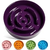 LE TAUCI Ceramic Slow Feeder Dog Bowls Small Breed, 0.6 Cups Dog Food Dish for Fast Eaters, Puzzle Bowl for Small Dogs and Cats,Purple