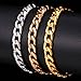 U7 Men Black Gun Plated 7mm Wide Classic Cuban Curb Link Chain Bracelet (Length 8.3