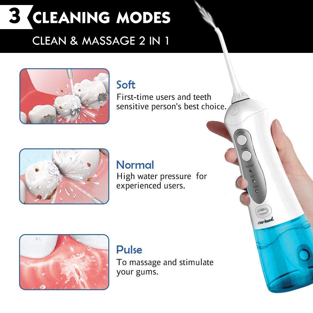 Water Flosser Cordless Teeth Cleaner, Professional Wate Flosser Oral Care for Braces Bridges Care IPX7 Waterproof Dental Flosser with 4 Interchangeable Jet Tips, Detachable Water Tank for Home Travel: Beauty