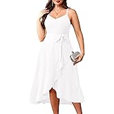 Pinup Fashion Plus Size Cocktail Party Dress - Women Wedding Guest Semi Formal High Low Elegant Midi Dresses