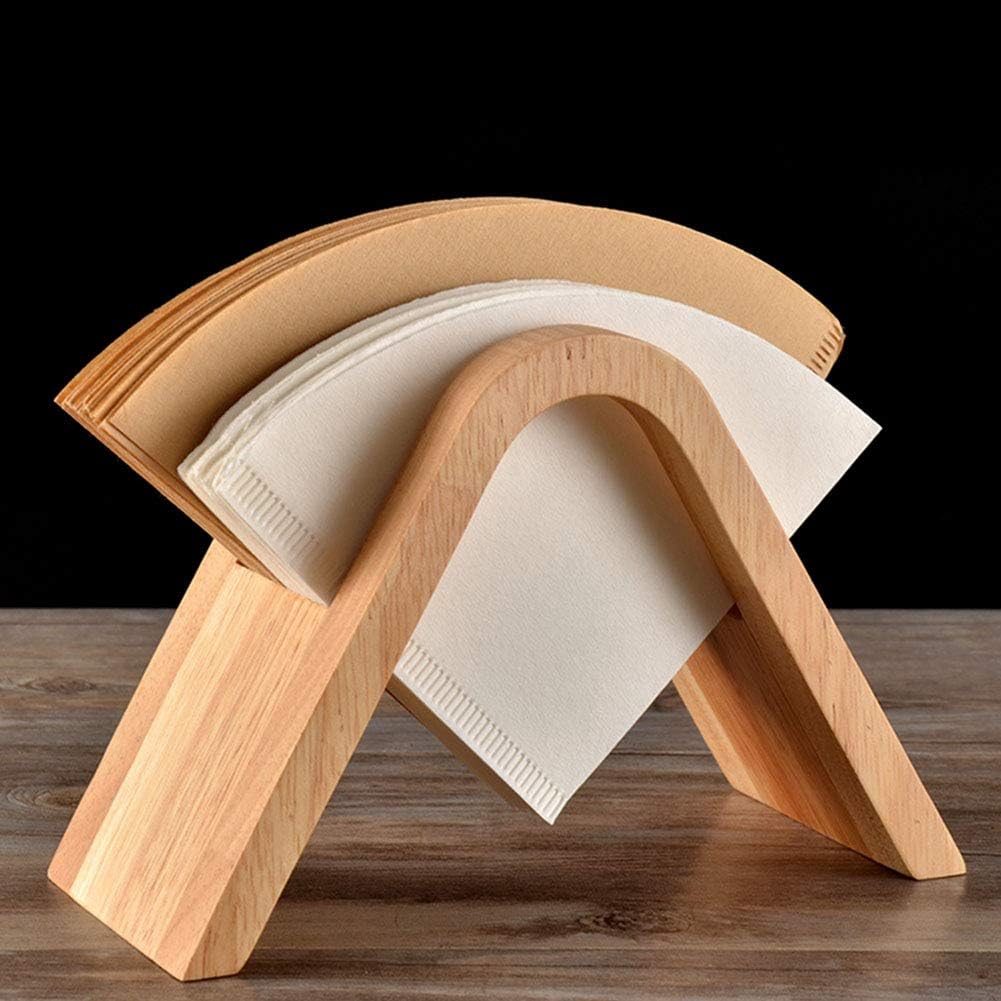 WAKA Bamboo Coffee Filter Holder, Handmade Coffee Filter Holder Coffee Paper Storage Rack Filter Paper Base Bracket Container Stand for Coffee Shop