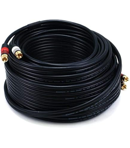 Premium 2 RCA Plug/2 RCA Plug M/M 22AWG Cable - Black  11 Lengths Available Monoprice
