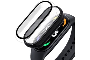 Acadeny [2-Pack] Case with Tempered Glass Screen Protector Compatible for xiaomi Band 7, 9H Hardness 360° All-Round Protective Ultra Thin Protective PC Case Cover for mi Band 7 Black Transparent