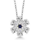 Gem Stone King 925 Silver and 10K Yellow Gold Lab Grown Diamond and Blue Sapphire Pendant Necklace for Women | 2.16 Cttw | Gemstone April Birthstone | Pear Shape 6X4MM | With 18 Inch Chain