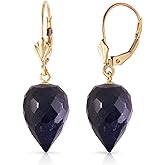 Galaxy Gold GG 14k Solid Gold Leverback Earrings with Drop Briolette Sapphires