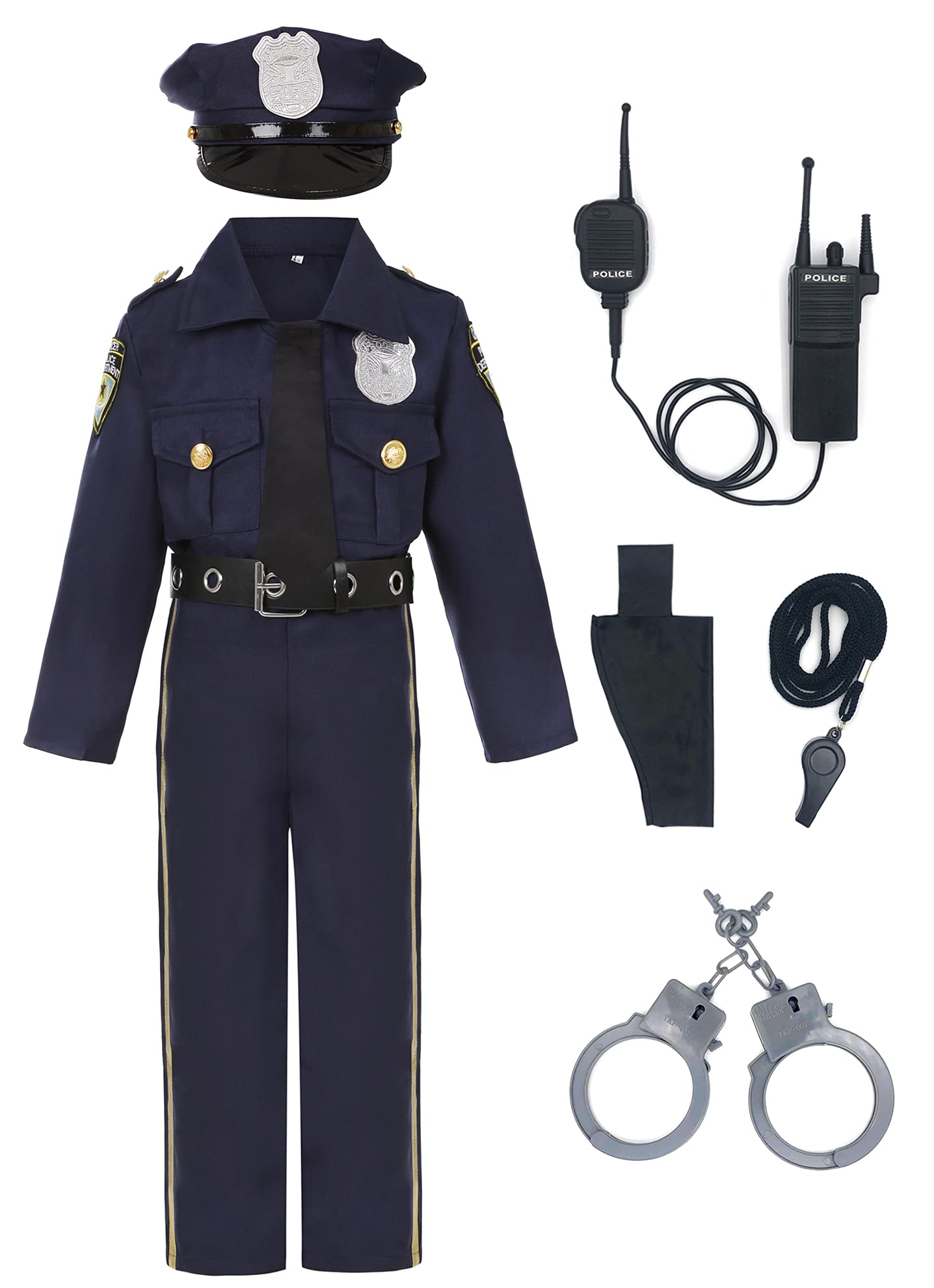 Photo 1 of *** Missing units ***Viyorshop Kids Police Costume Deluxe Police Officer Costume Cop Set for Halloween Cosplay Dress Up Costume(3-4 Years)