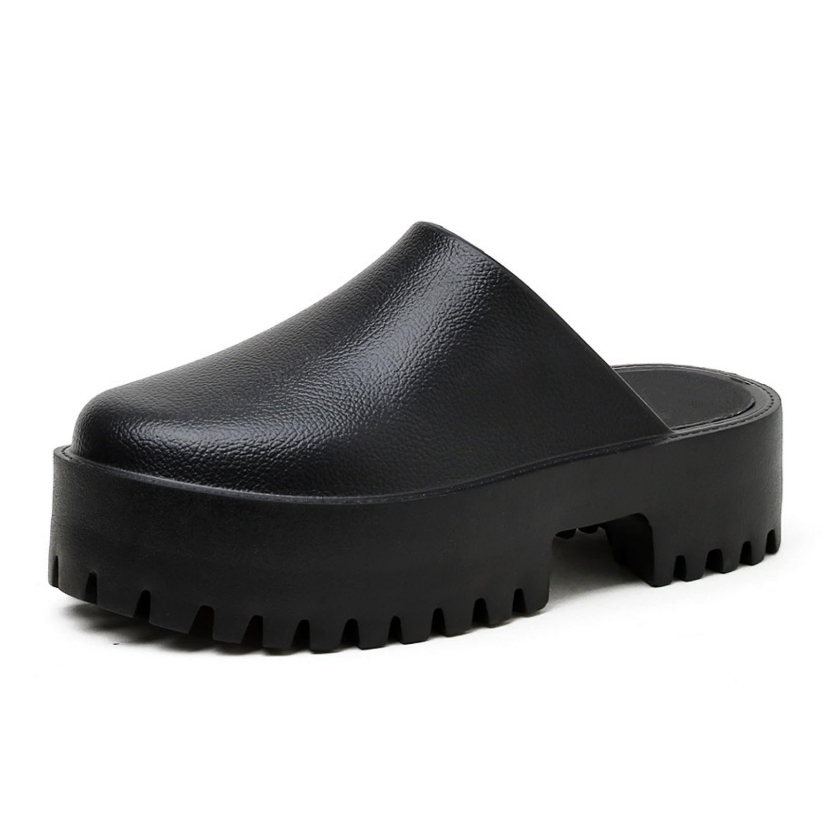 Photo 1 of Womens Platform Clogs Mules Closed Toe Slip On Sandals Non-Slip Thick Sole Waterproof Slippers for Women Black