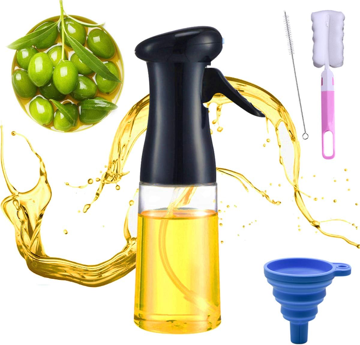 Olive Oil Sprayer for Cooking, Olive Oil Sprayer, Oil Sprizer for Air Fryer Peanut Oil Spray Bottle Mist Air Sprayers Frying Including Basting Brush, Baking, Cleaning Brush, Funnel(Blue)