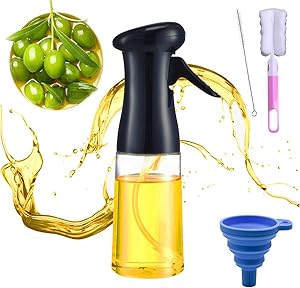 Olive Oil Sprayer for Cooking, Olive Oil Sprayer, Oil Sprizer for Air Fryer Peanut Oil Spray Bottle Mist Air Sprayers Frying Including Basting Brush, Baking, Cleaning Brush, Funnel(Blue)
