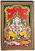 Lord Ganesha Deity Art Sequin Work Indian God Batik Wall Hanging 43