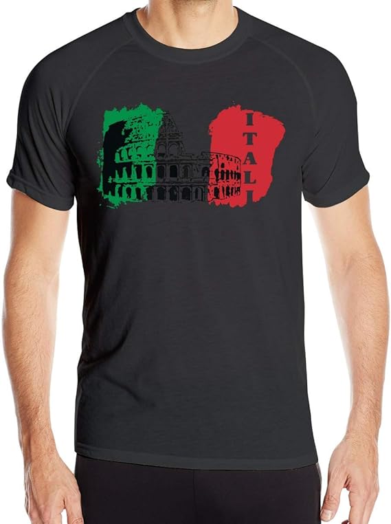 Amazon ローマコロッセオイタリアイタリア国旗メンズ半袖シャツ速乾性ジョギングtシャツ Tシャツ カットソー 通販