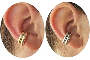 MelleFlarynsun 2 Pairs Ear Cuff Earrings for Women Chunky Gold Huggie Ear Cuff Silver Cartilage Cuff Earrings for Women Non Piercing Small Thick Round Fake Earring Cuff Trendy Jewelry Gift