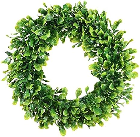 Amazon Co Jp Tther フロントドア用リース 人工グリーンリーフリース 15インチ ボックスウッドリース 屋外グリーンリース 玄関ドア壁窓パーティー装飾 ホーム キッチン