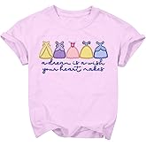 PNORATM Princess Girls Shirt Magical Shirts for Toddler Embroidered Dress Graphic T Shirt Holiday Vacation Tee Tops